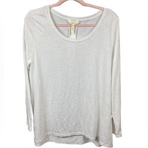 Matilda Jane Wm’s Sz XL Heathered Beige Soft Long Sleeve Floral Trim Tunic Top